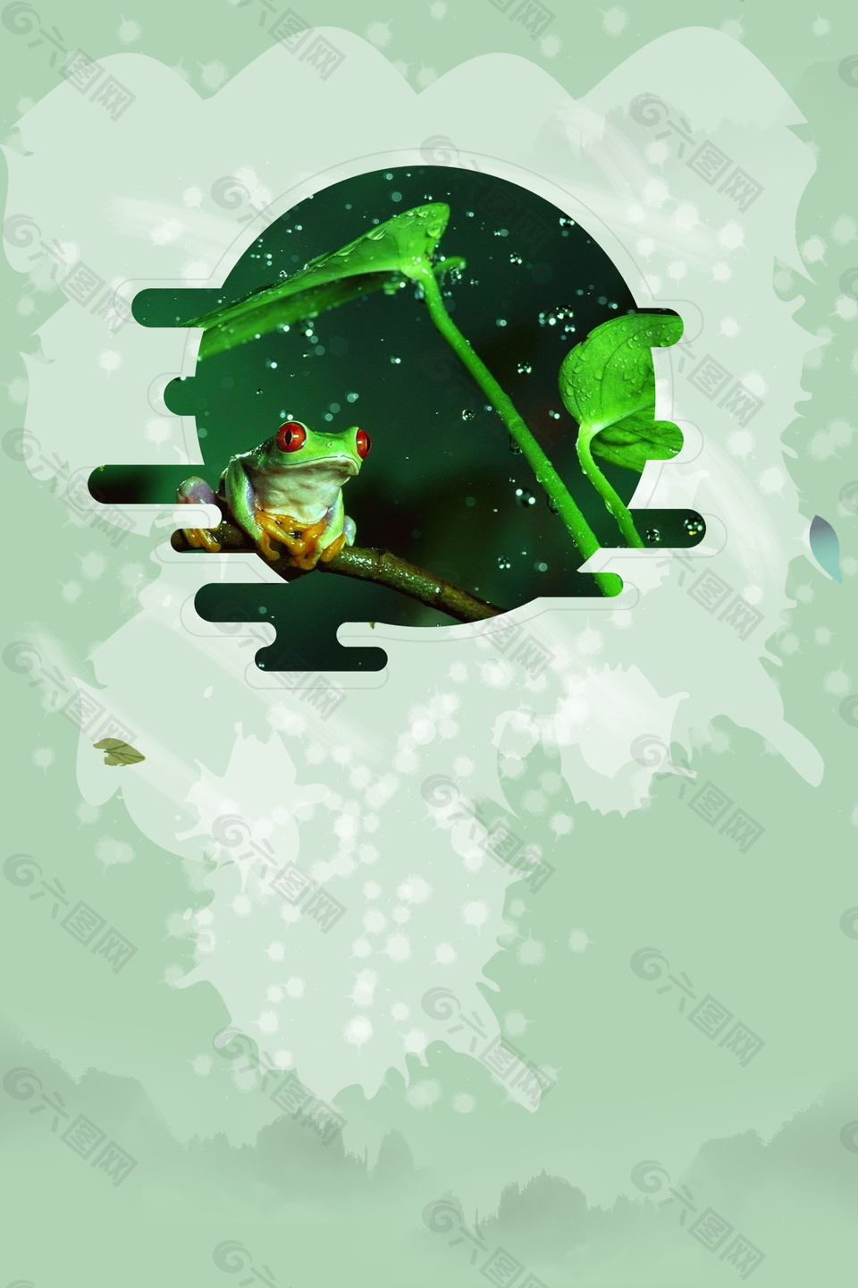绿色立夏节气青蛙背景设计