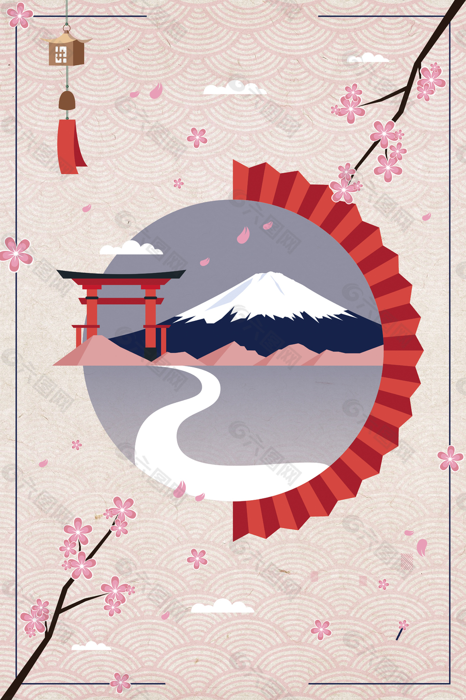 日本旅行日式风情海报背景
