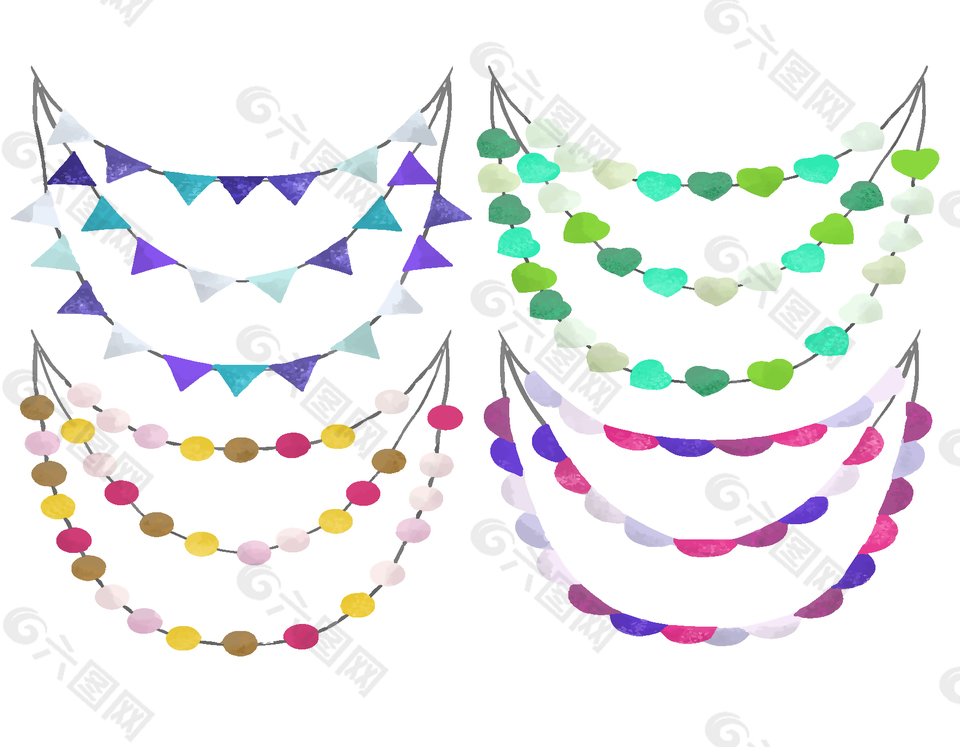 手绘卡通旗帜矢量元素