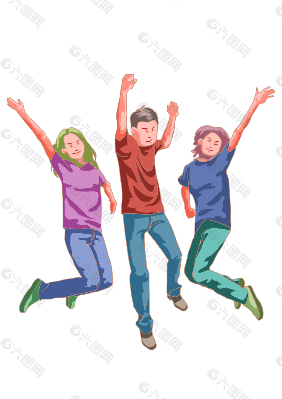 五四青年节雀跃的青年人免扣元素