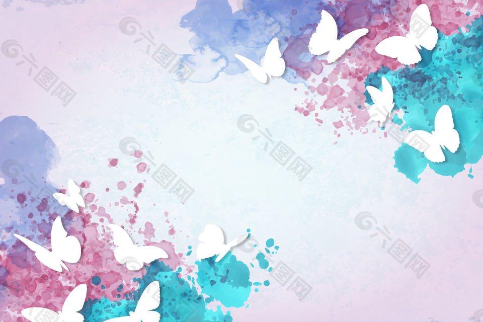 浪漫蝴蝶晕染背景