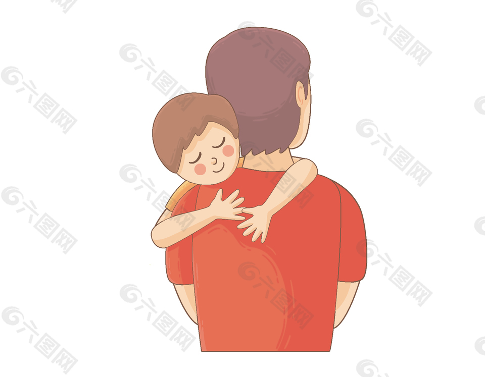 温馨父亲抱着孩子睡觉背影矢量元素