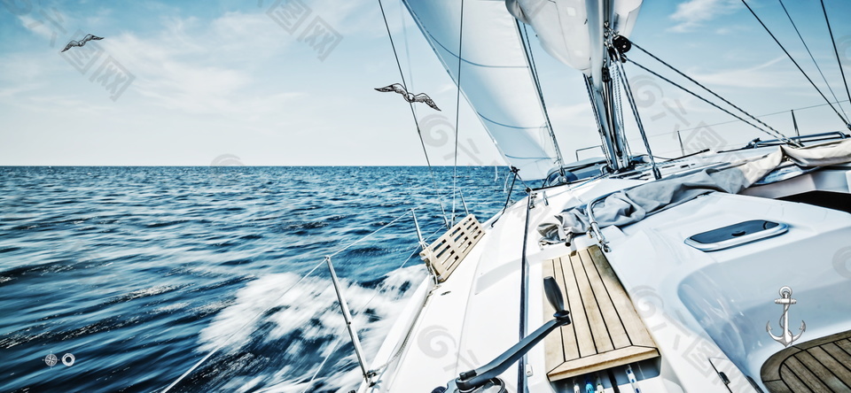 大气乘风破浪大海海报背景设计