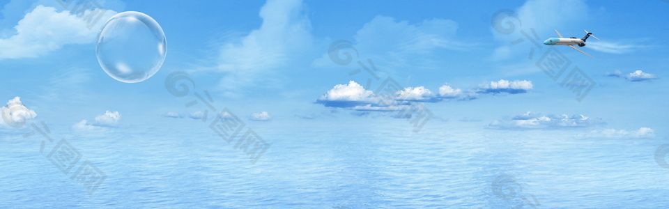 梦幻蓝天海洋背景设计