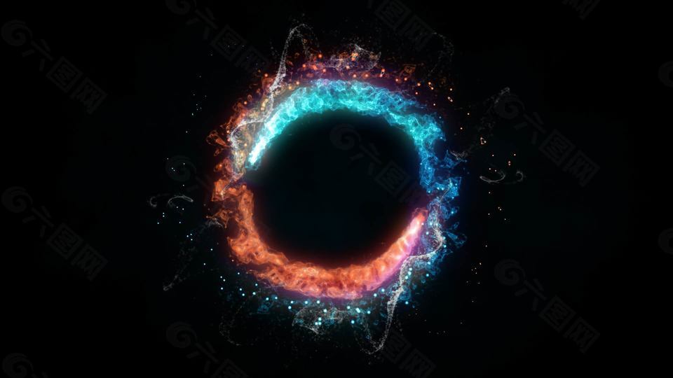 旋转粒子汇聚爆炸Logo动画