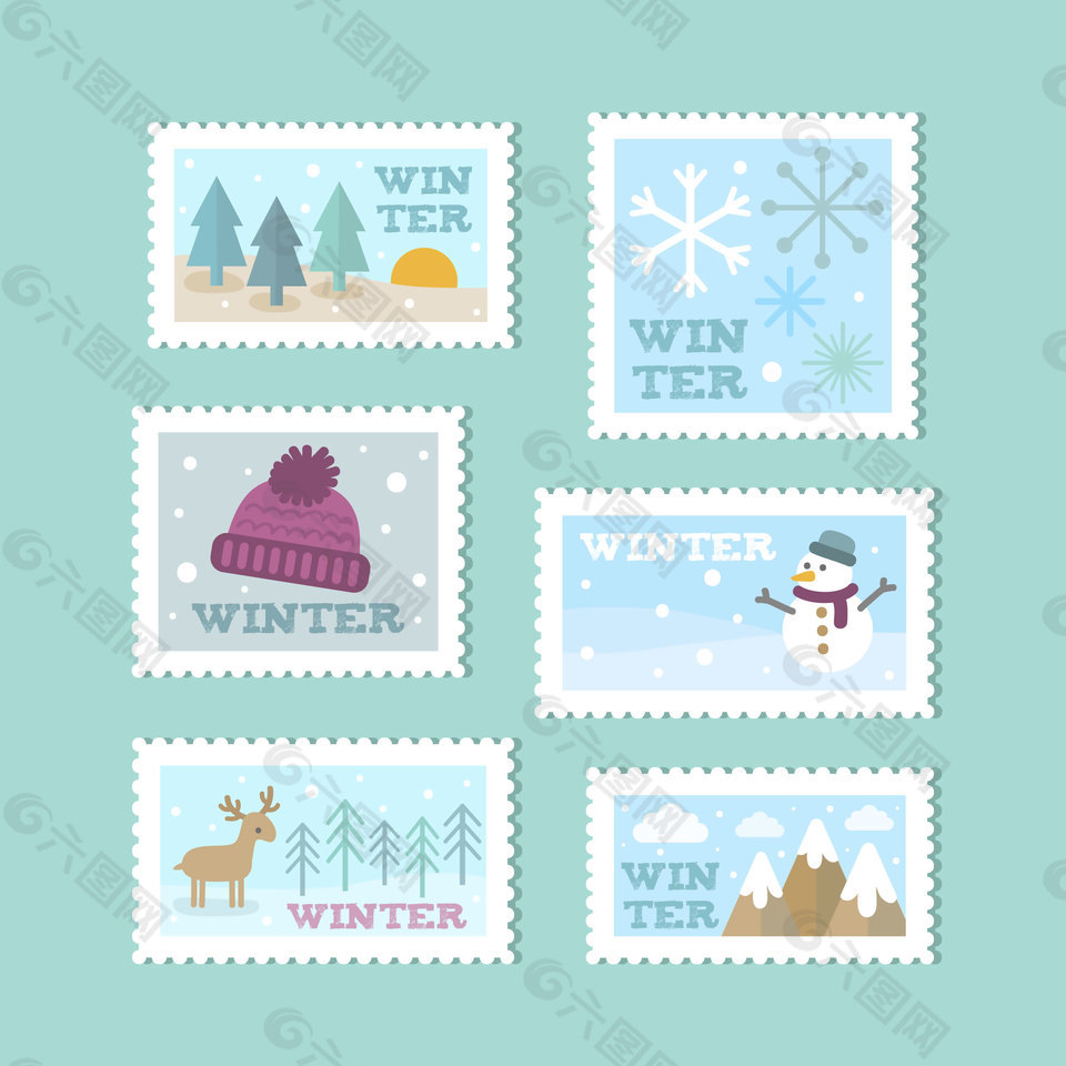 冬季节气邮票设计图片