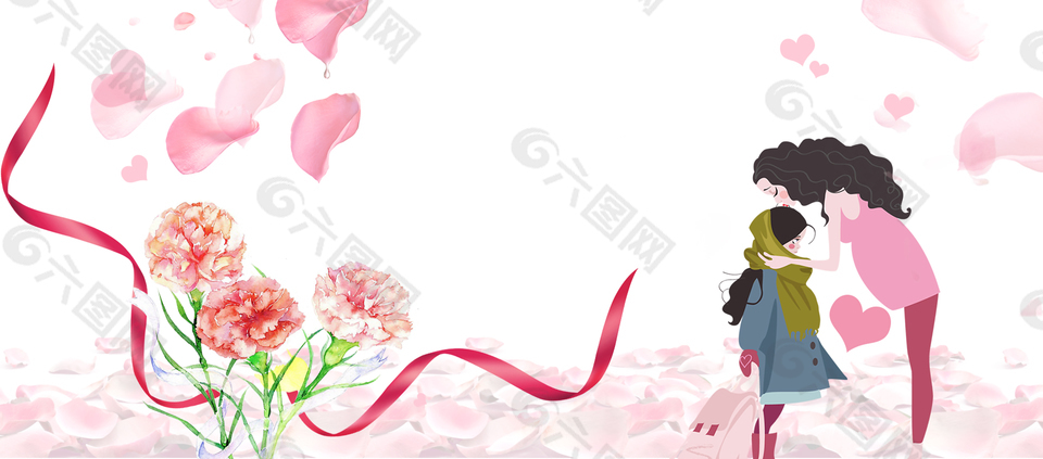 粉色唯美浪漫花朵母亲节背景