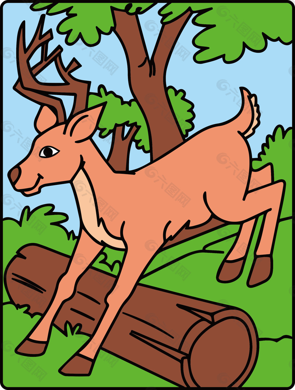 彩色可爱卡通矢量素材鹿