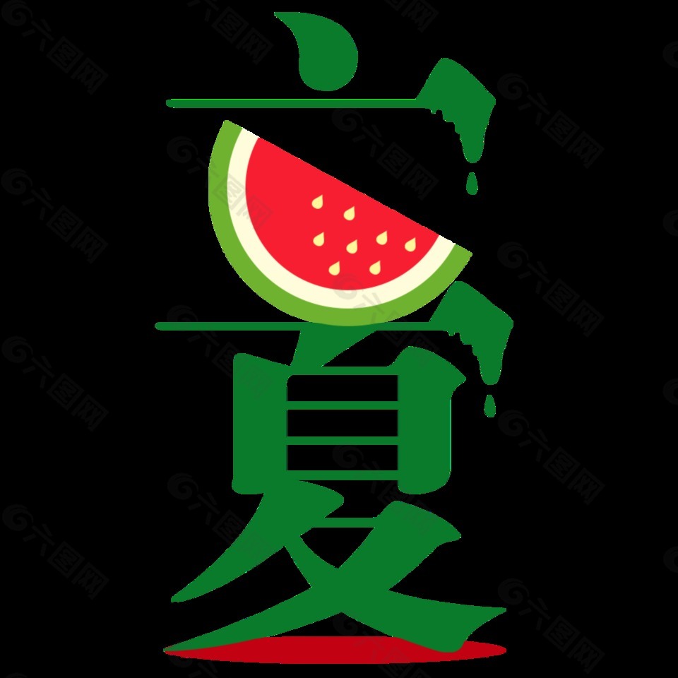 清新可爱西瓜立夏艺术字体