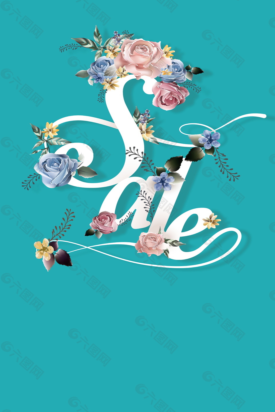 创意夏季花朵促销海报背景设计