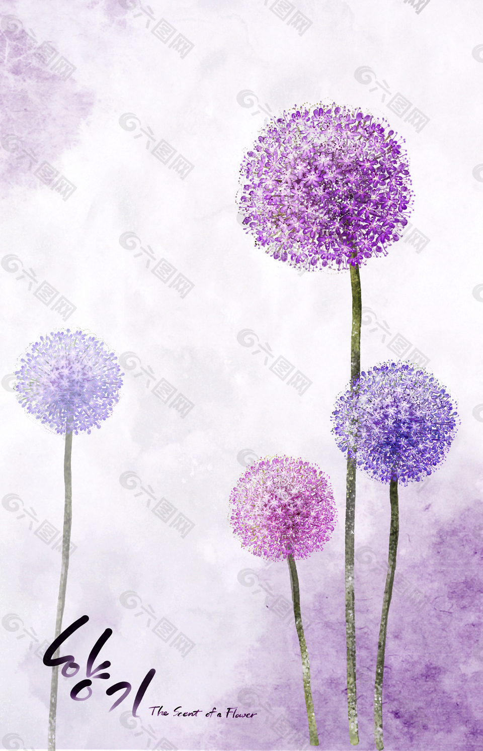 手绘水彩紫色花背景背景素材免费下载 图片编号 六图网