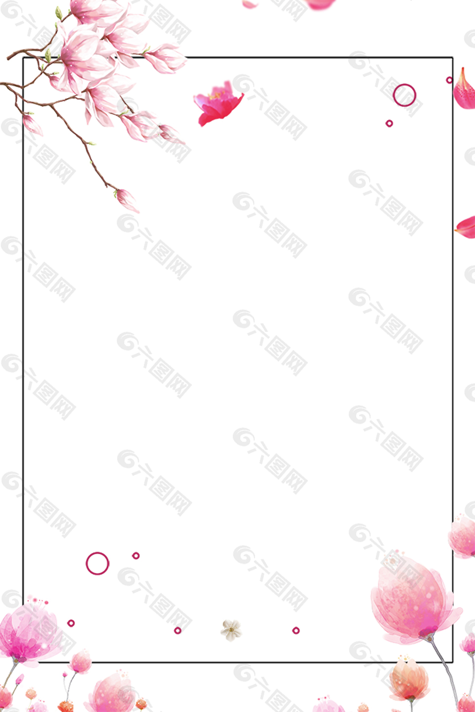 桃花花朵边框设计背景