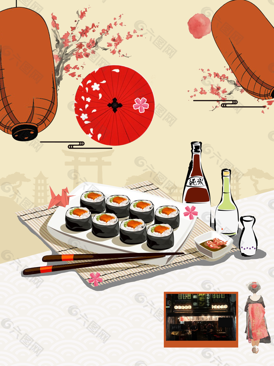 日本寿司料理美食背景