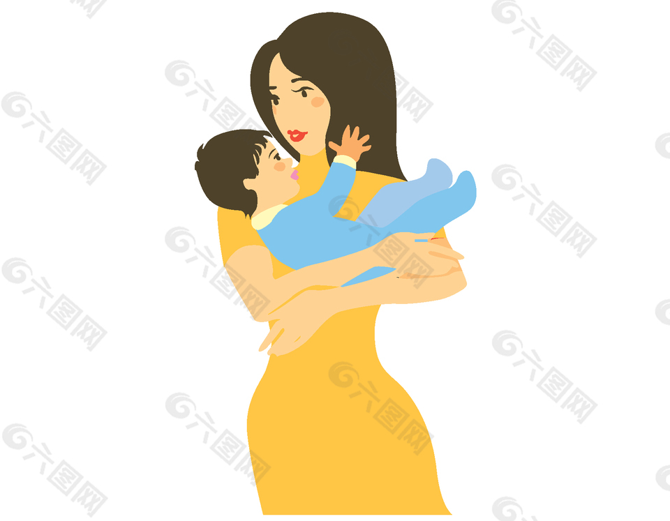 母亲节素材母亲抱孩子矢量元素