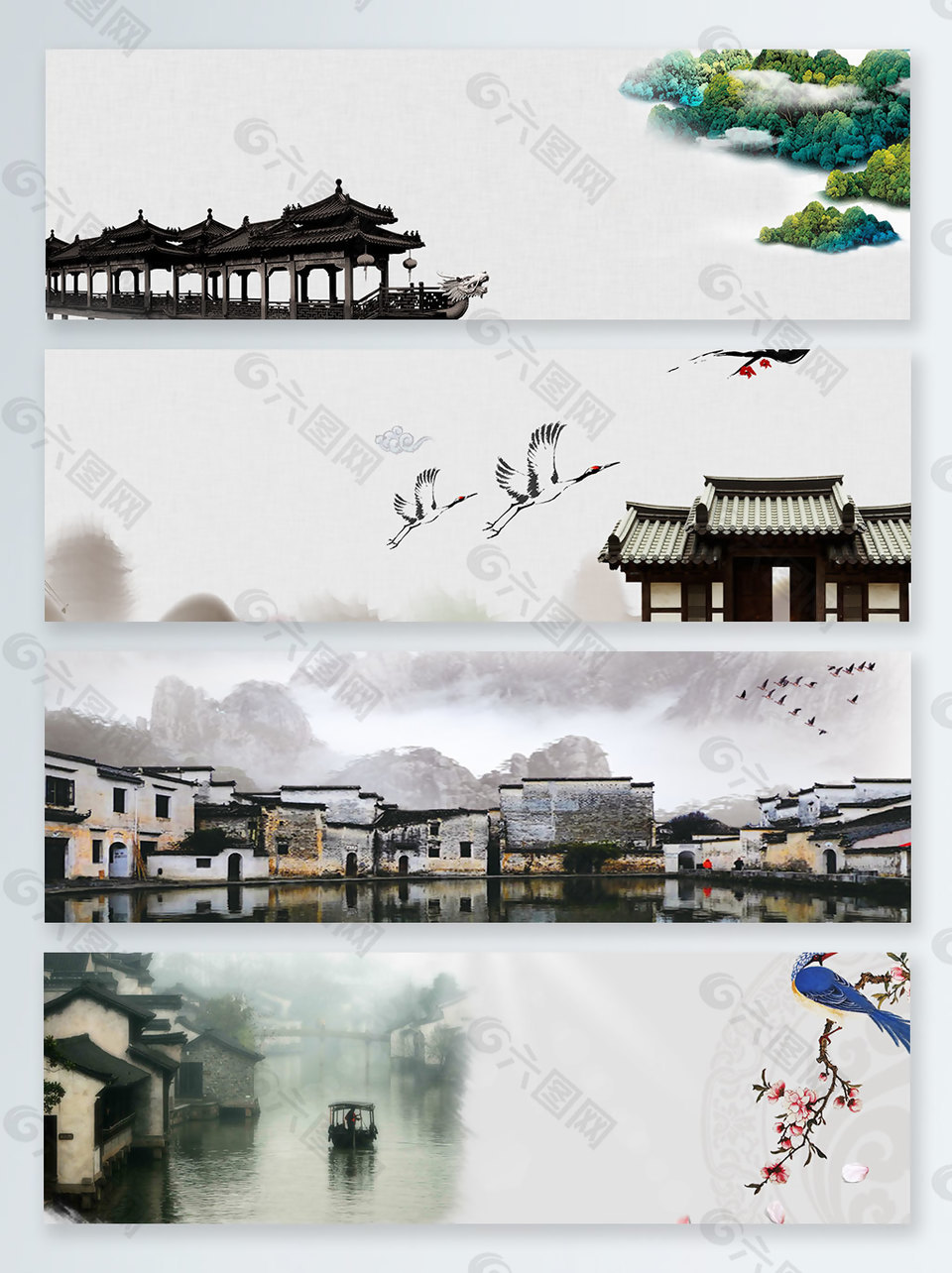 世界古迹中国风banner背景