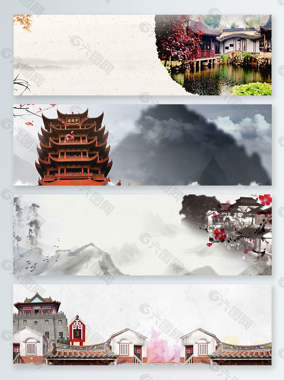 墨迹世界古迹旅游电商banner背景