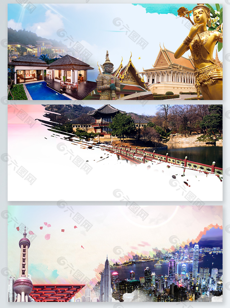 佛教环游世界世界古迹遗址日展板背景