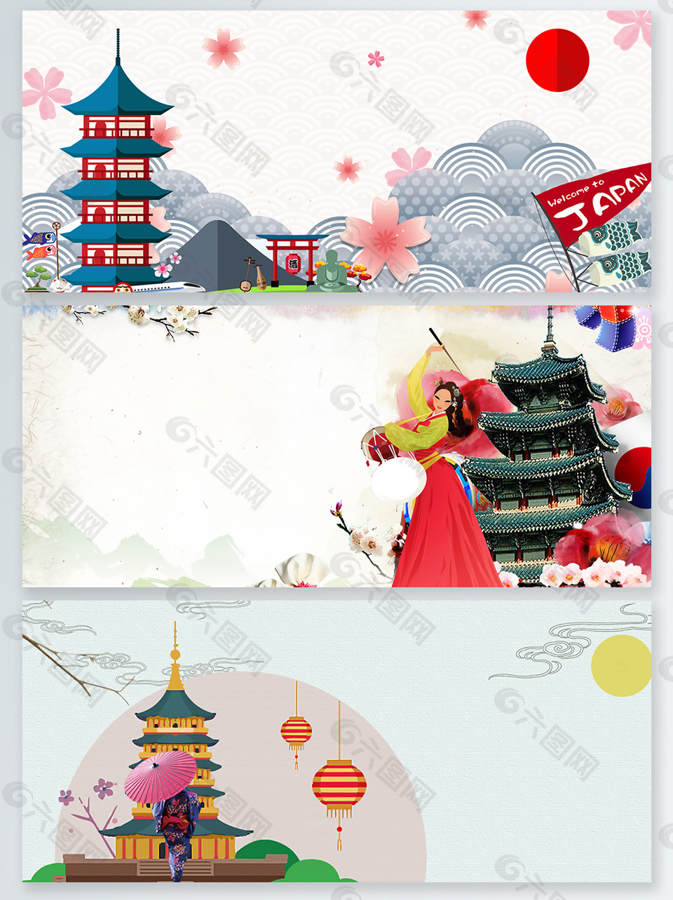 环游世界世界古迹遗址日展板背景