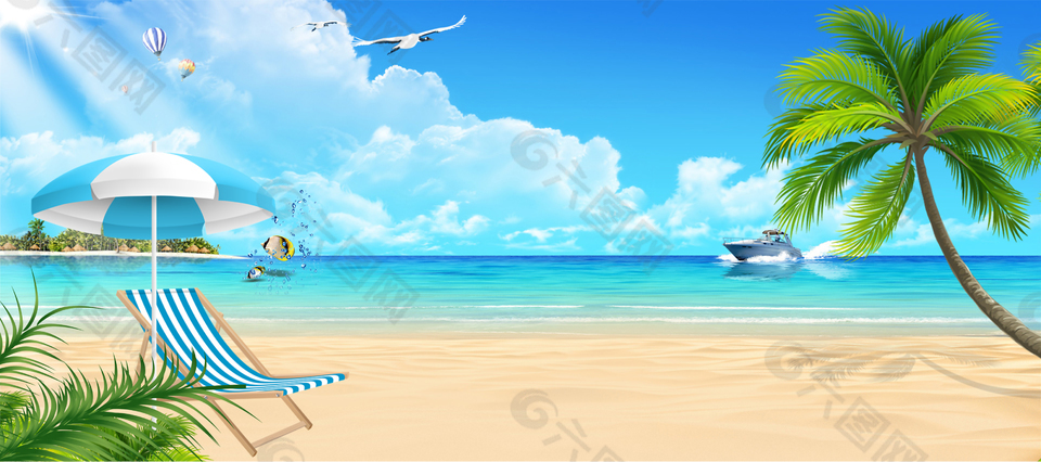 夏天沙滩高清背景背景素材免费下载 图片编号 六图网