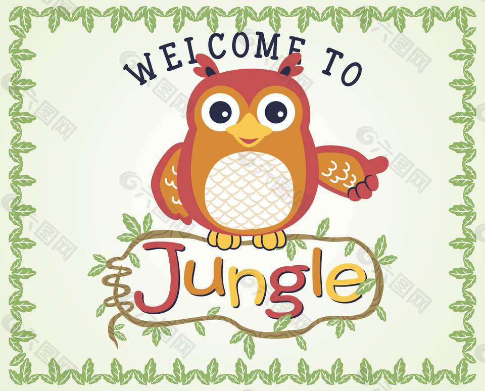 可爱竖大拇指红色猫头鹰儿童插画