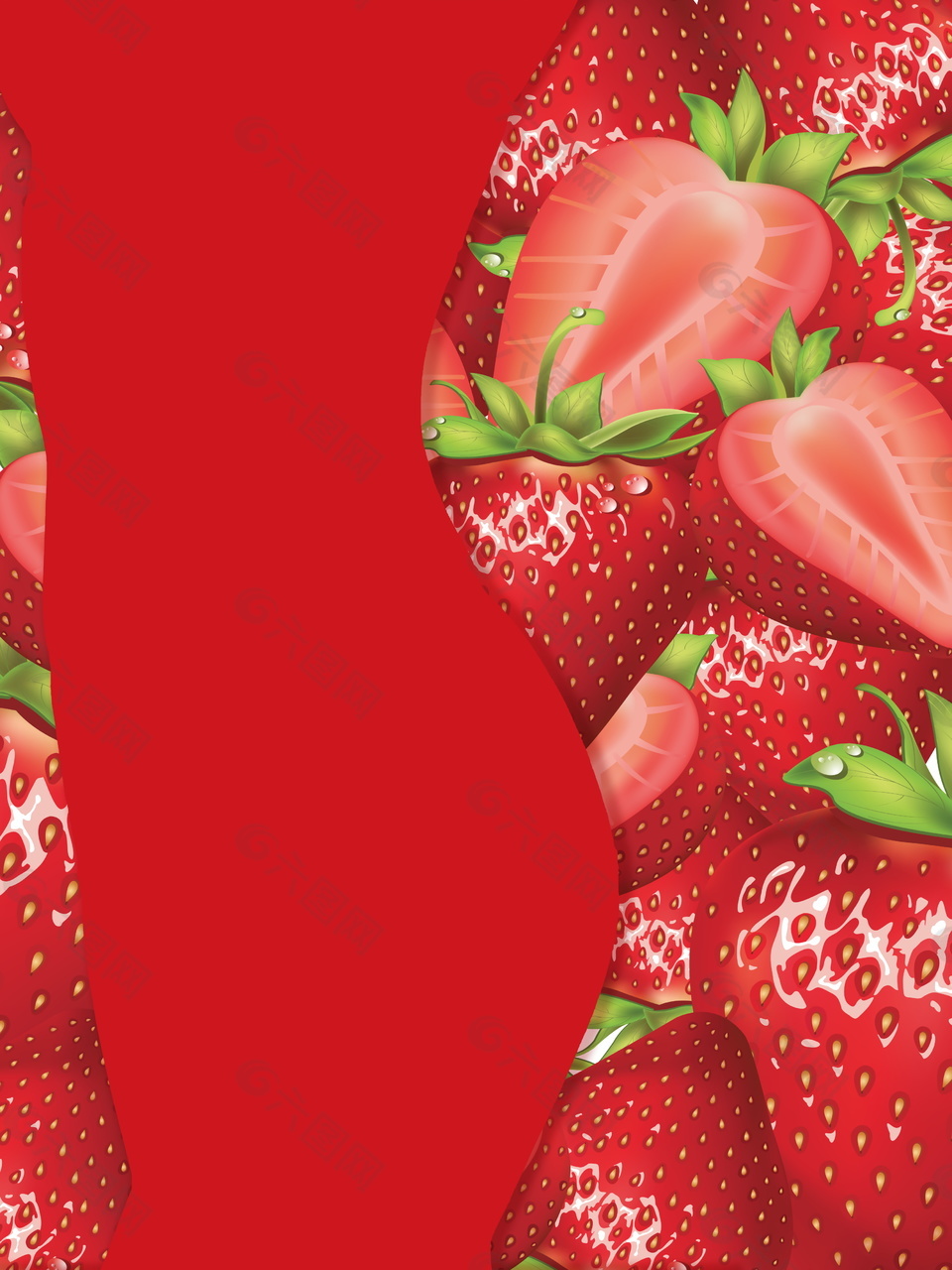 红色草莓海报背景设计