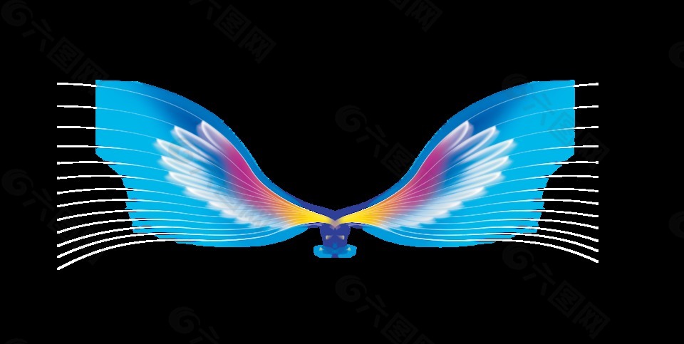 彩色天使翅膀装饰素材