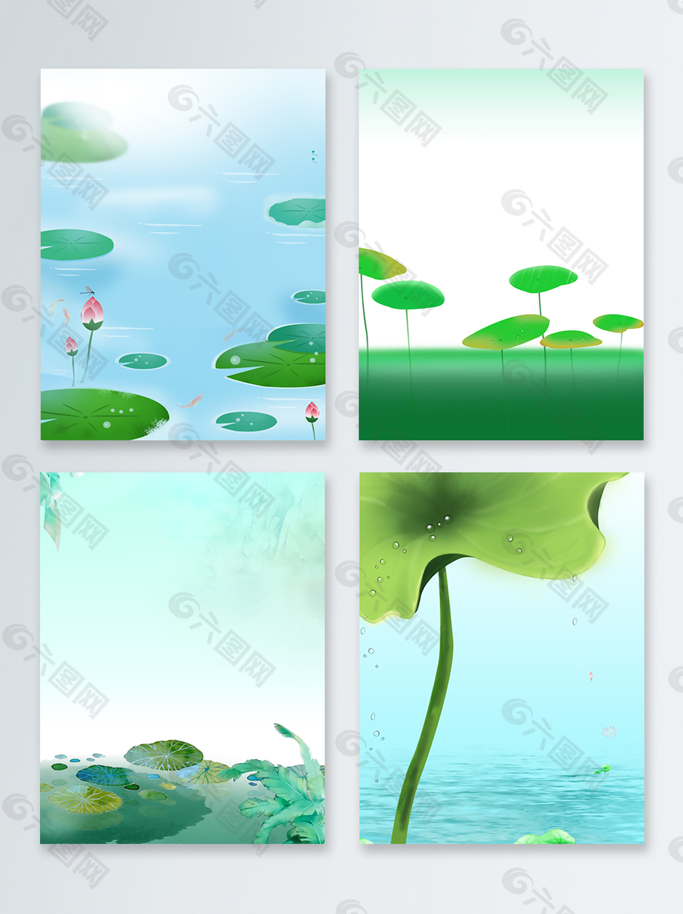 绿色荷花池塘海报背景