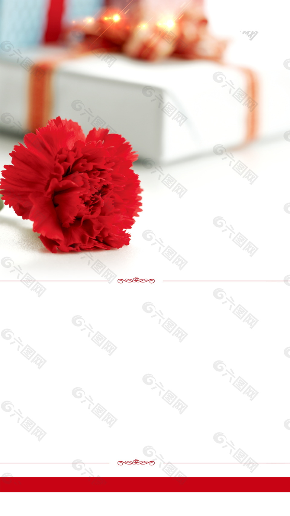 温馨红色康乃馨母亲节礼物海报背景设计