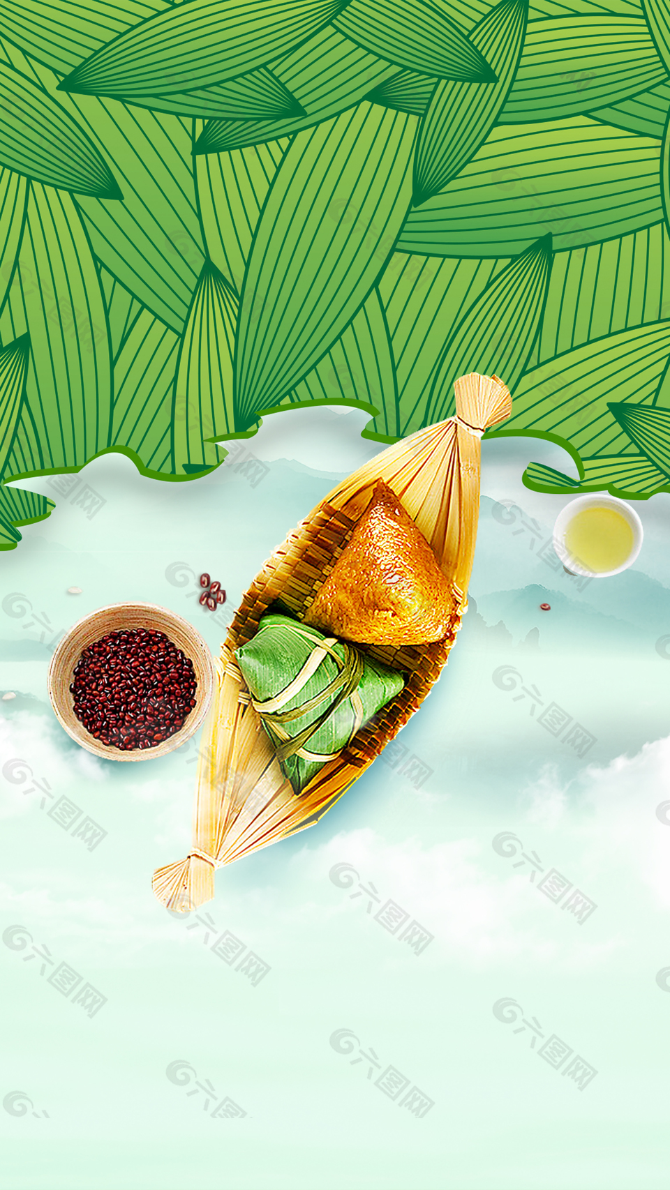 绿色粽叶端午节背景素材背景素材免费下载(图片编号:9227597)-六图网