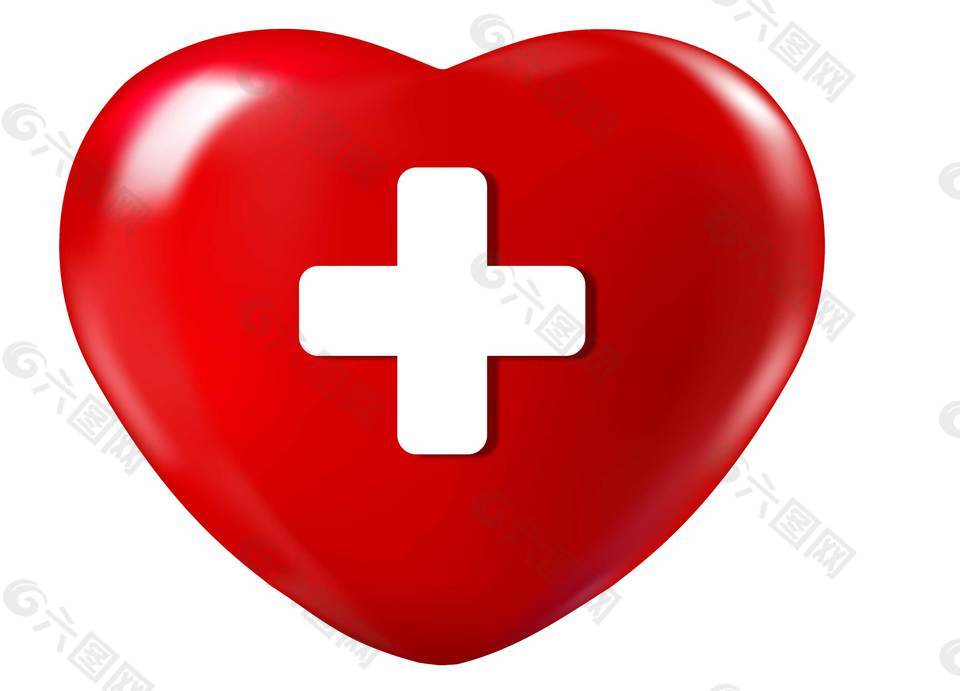 卡通红十字爱心png元素