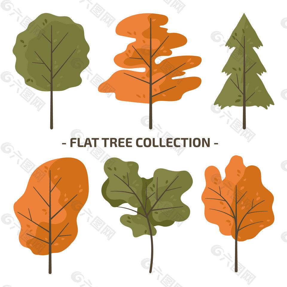 复古风深色树木装饰元素