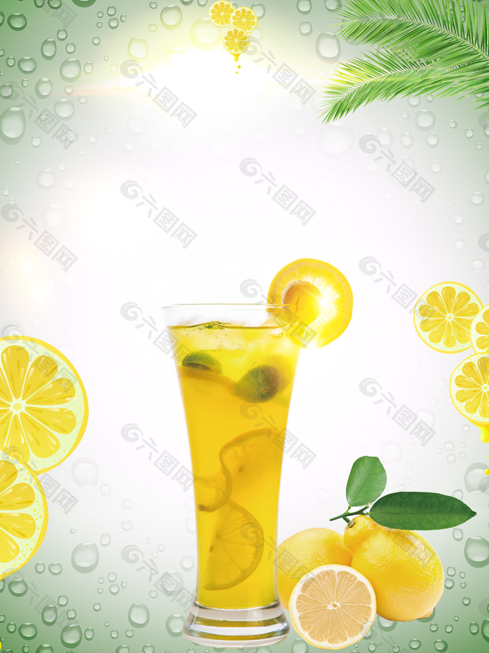 夏季饮料柠檬汁商业海报背景素材