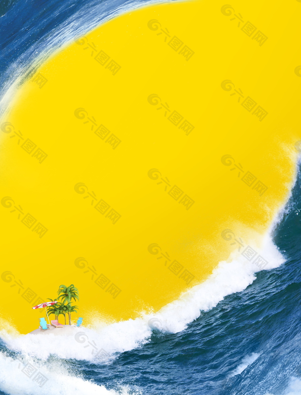 夏季海边冲浪海报背景PSD素材