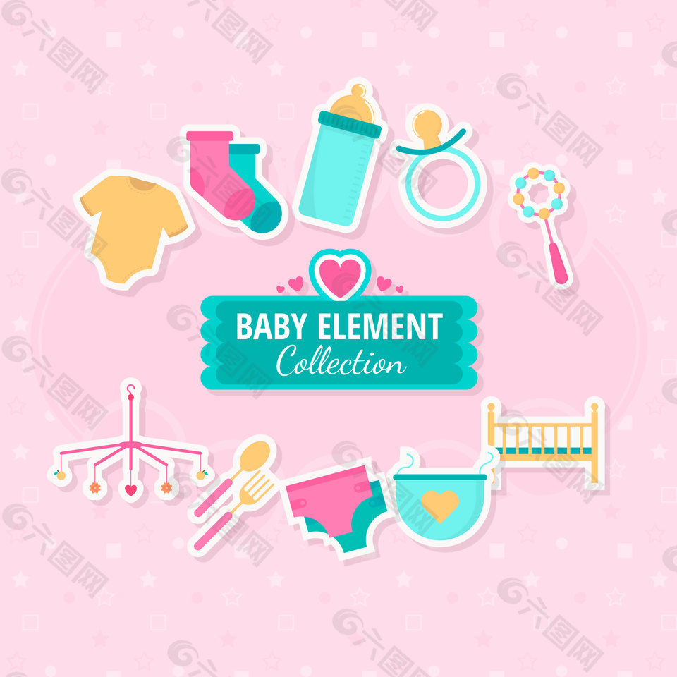 少女心粉色底纹婴儿产品装饰元素