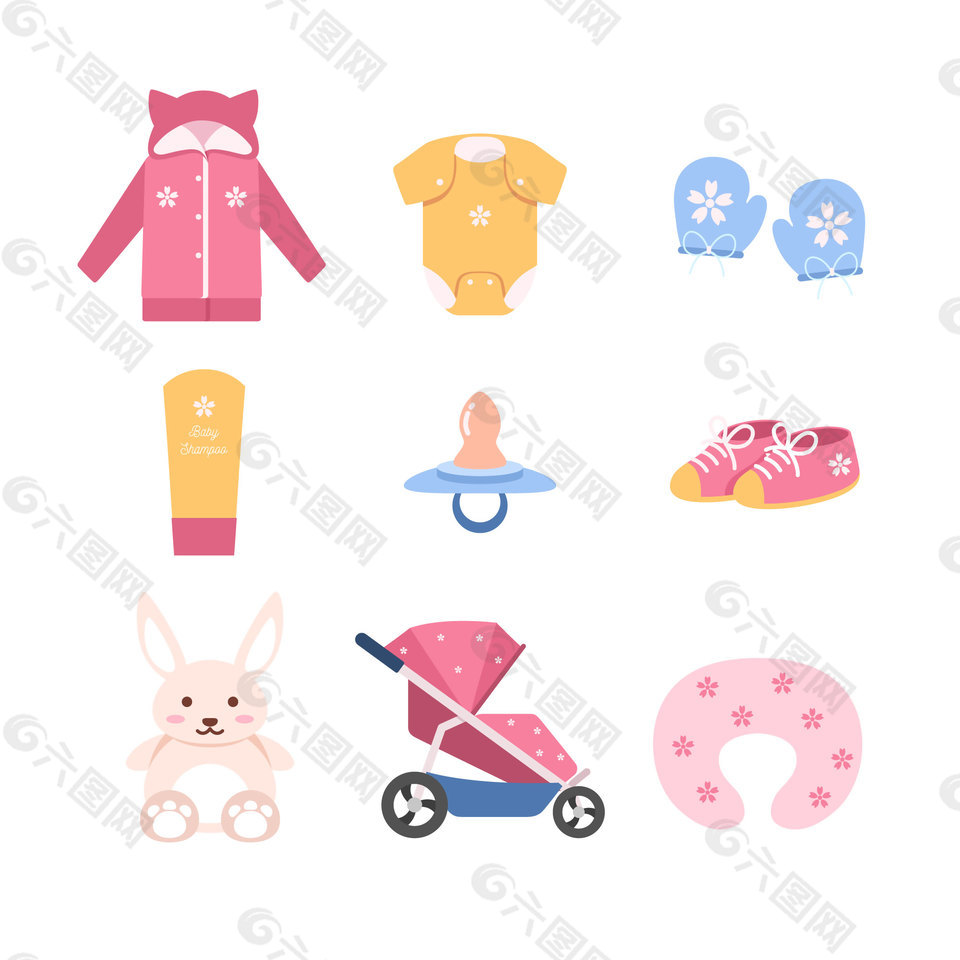 清新彩色婴儿产品装饰元素