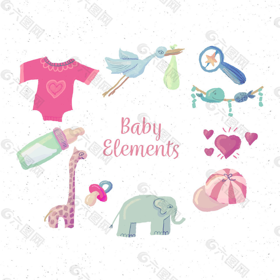 清新温馨粉色婴儿产品装饰元素