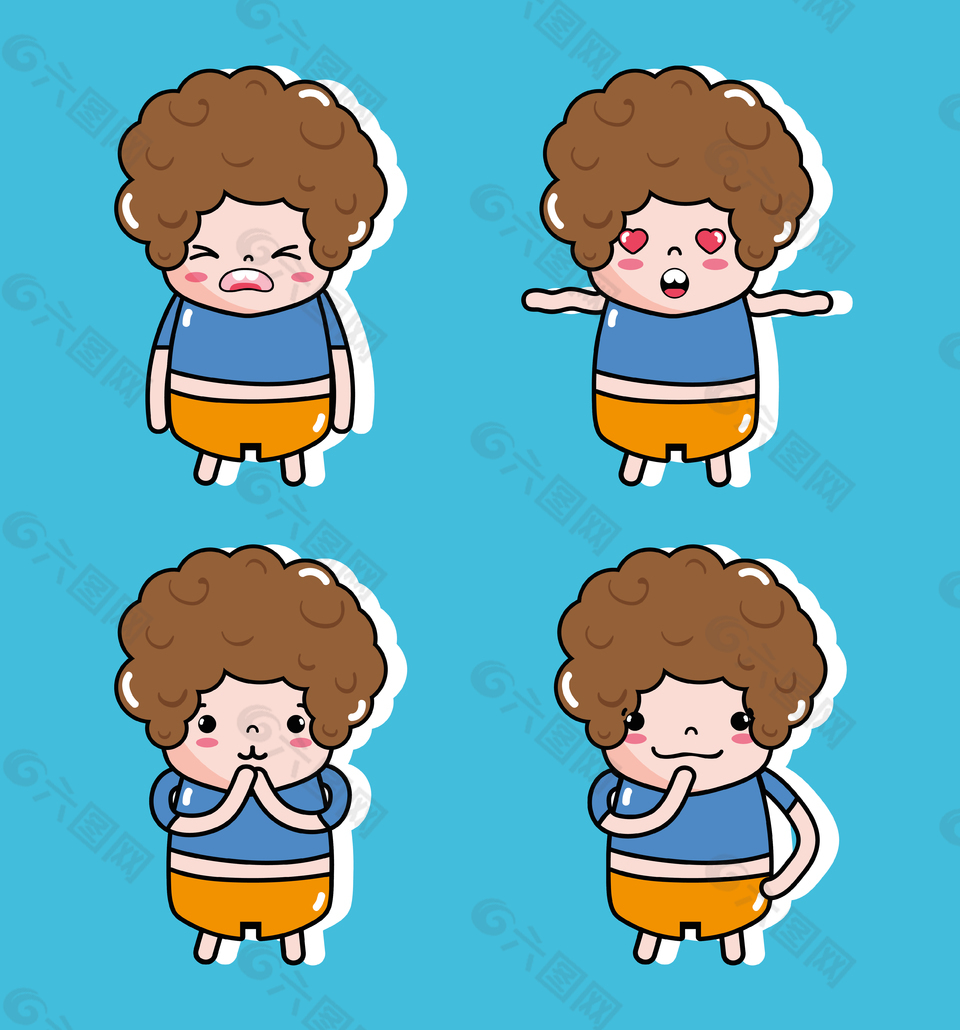 可爱卷发小胖子装饰元素