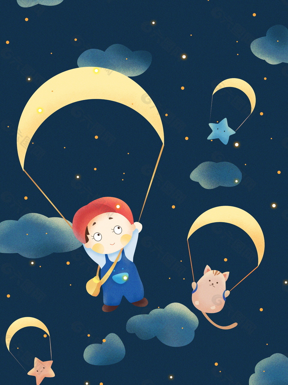卡通可爱星空海报背景素材