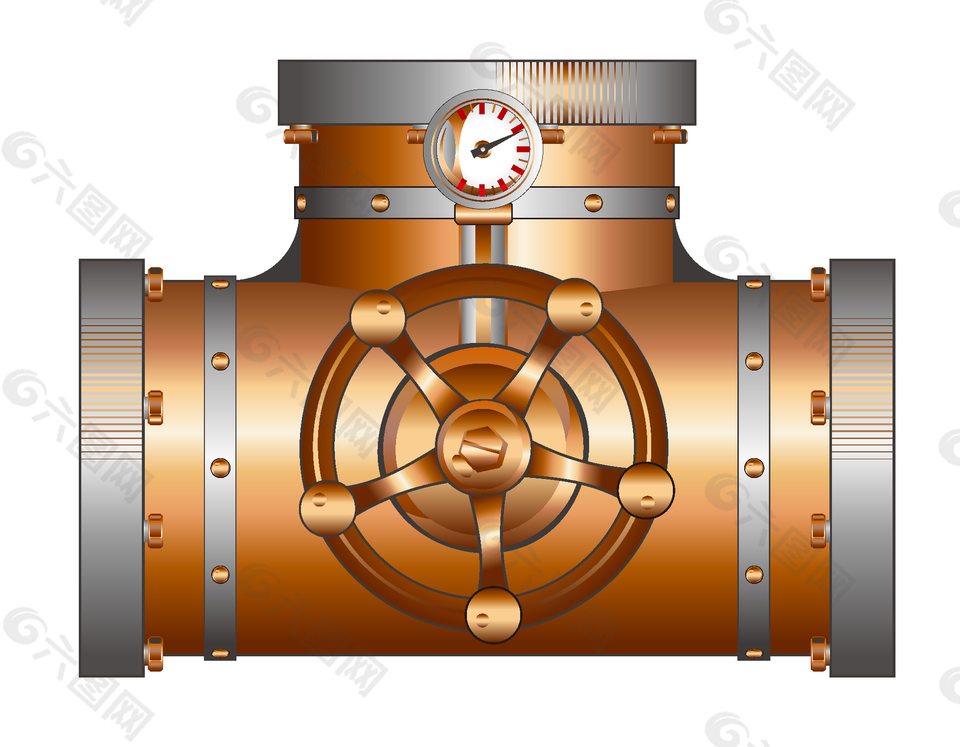 手绘金色水表压力表矢量图