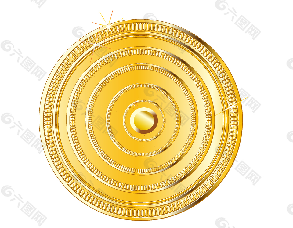 金色圆形游戏币元素
