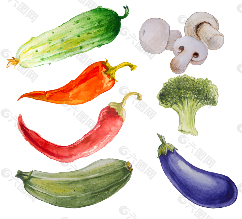 水彩手绘蔬菜元素