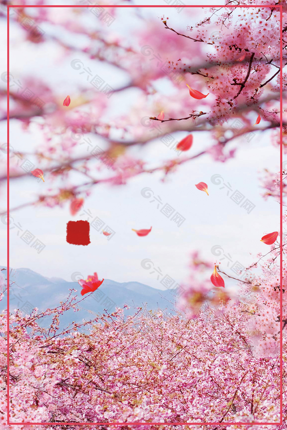 清新唯美日本樱花节背景