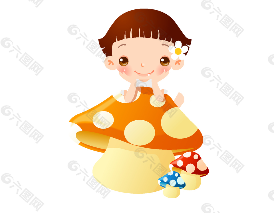 手绘彩色儿童蘑菇玩具元素