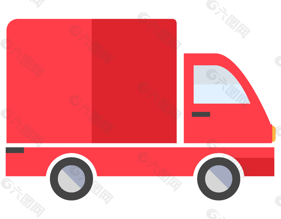 卡通扁平红色货车矢量元素