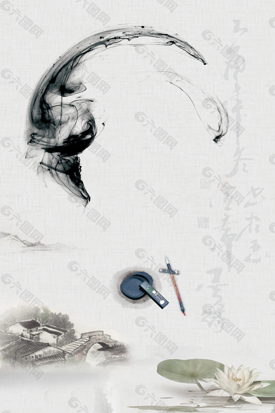 中国风水墨画广告背景素材