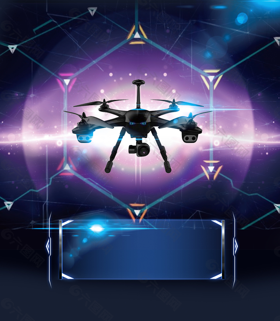 蓝色无人机科技背景背景素材免费下载 图片编号 六图网