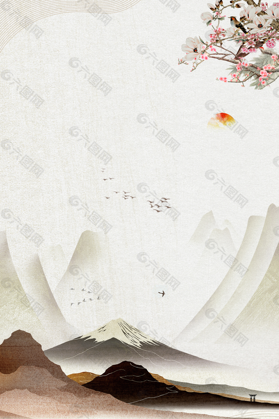 中国风传统山水风景背景