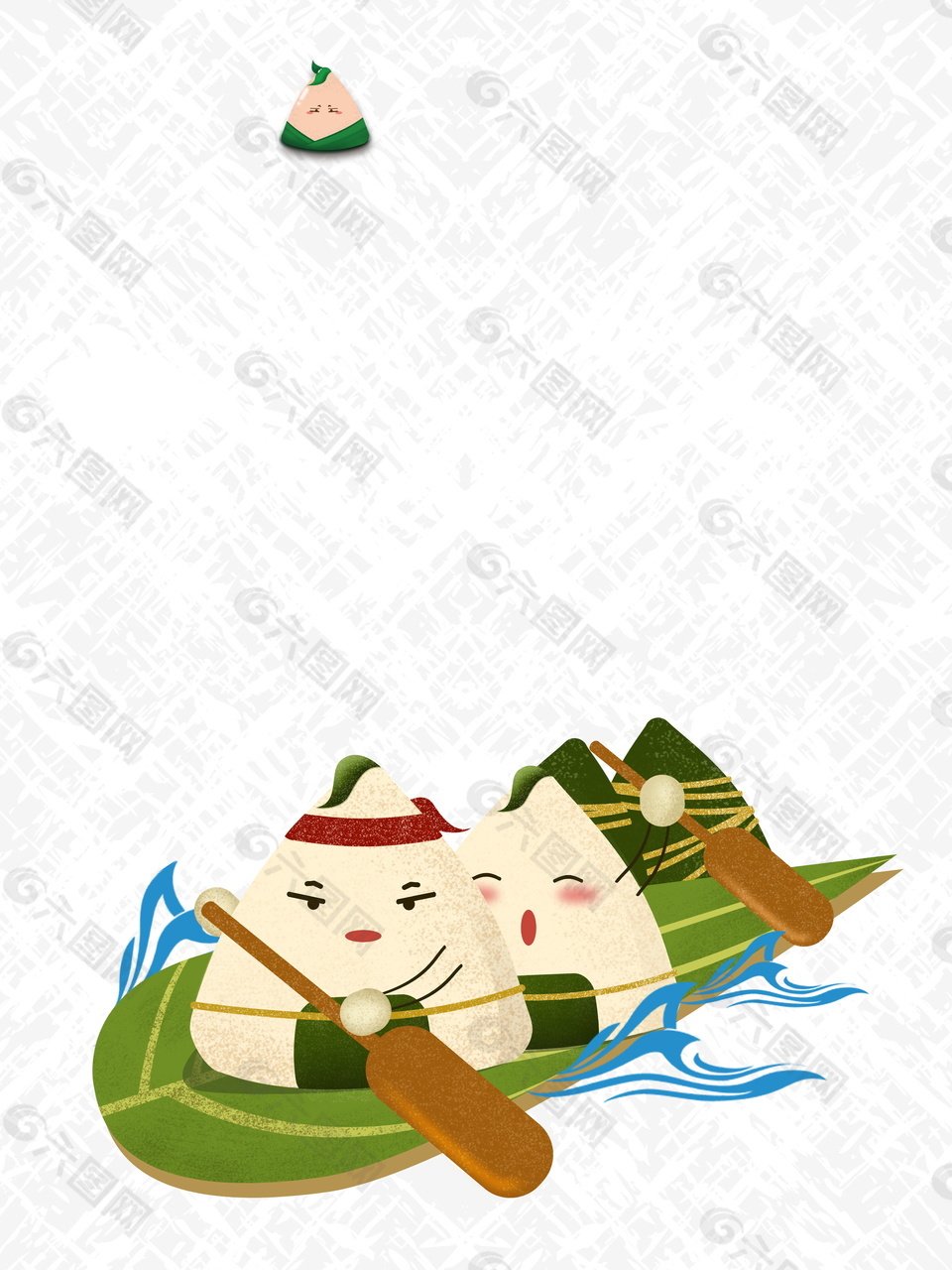 卡通粽子划船端午佳节背景素材