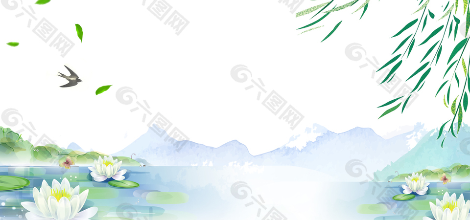 端午节中国风水墨边框背景