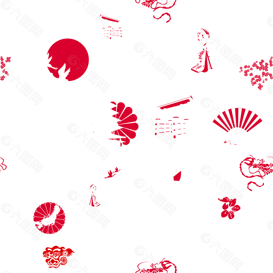 手绘卡通创意日本元素